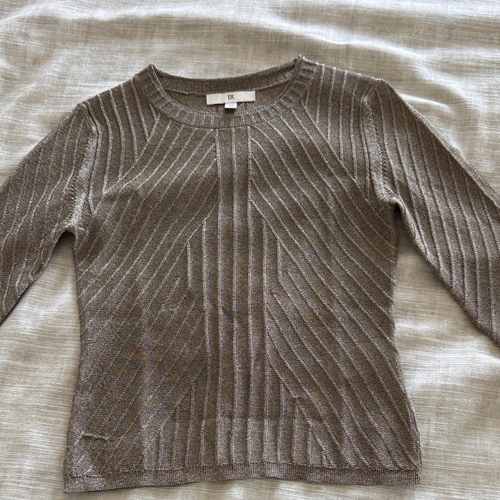 Banana Republic Ribbed Metallic Taupe Sweater - XS NWOT